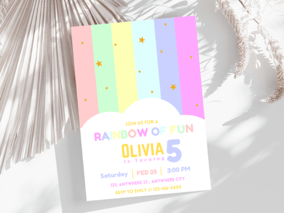 Download Rainbow Birthday Party Invitation Card - Birthday Collection