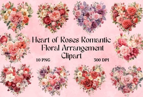 Download Heart Roses Romantic Floral Arrangement - Romantic floral Collection