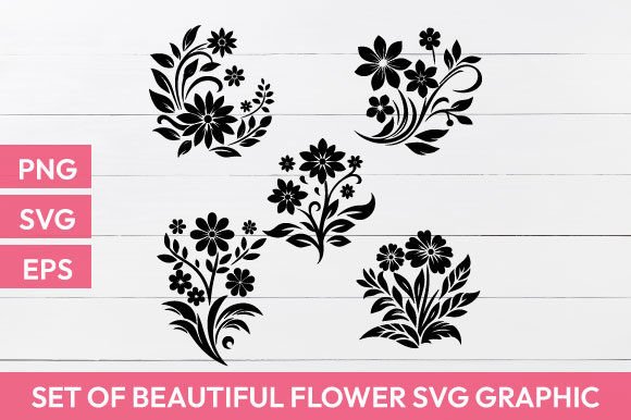 Download Set of Beautiful Flowers Svg Silhouette - Premium Bundle