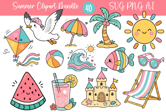 Download 40 Summer Clipart Bundle SVG PNG AI PDF - Bundle svg png Collection