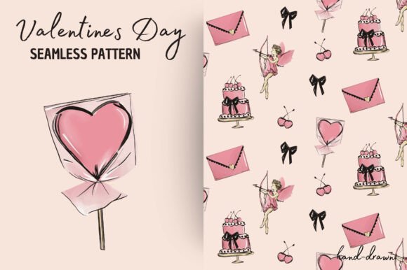 Download Coquette Valentines Day Seamless Pattern - Coquette valentines Collection