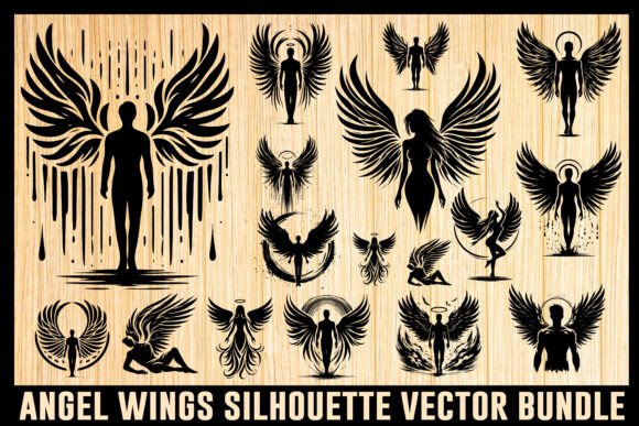 Download Angel Wings Silhouette Vector Bundle - Angel Collection