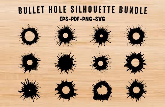 Download Bullet Hole SVG Silhouette Clipart Set - Svg silhouette Collection