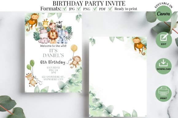 Download Wild Safari Birthday Party Invitation - Birthday Collection