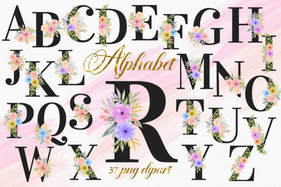 Download Romantic Floral Alphabet Numbers Clipart - Premium Resources