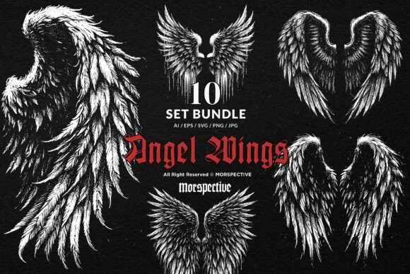 Download 10 Bundle Dark Art Angel Wings Heaven - Premium Resources