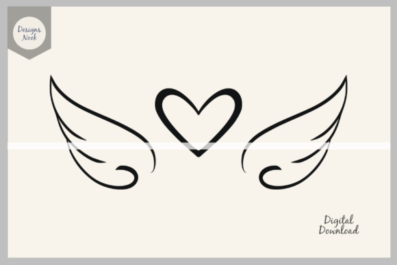 Download Angel's Heart with Wings Outline SVG - Angel Collection