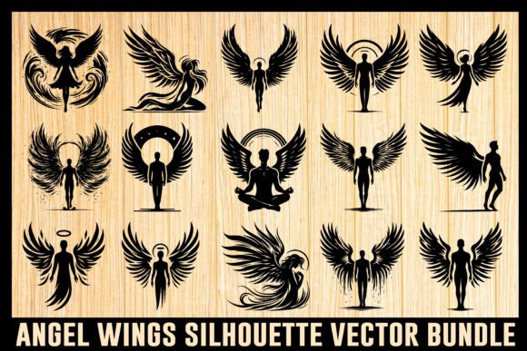 Download Angel Wings Silhouette Vector Bundle - Angel Collection