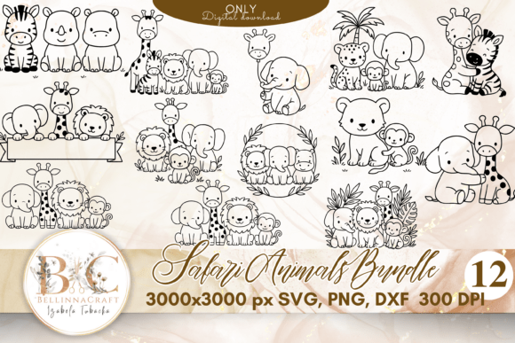Download Safari Animals Bundle SVG PNG DXF - Bundle svg png Collection