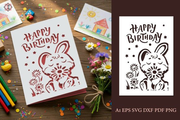 Download Bunny Birthday Card – Papercut Template - Birthday Collection